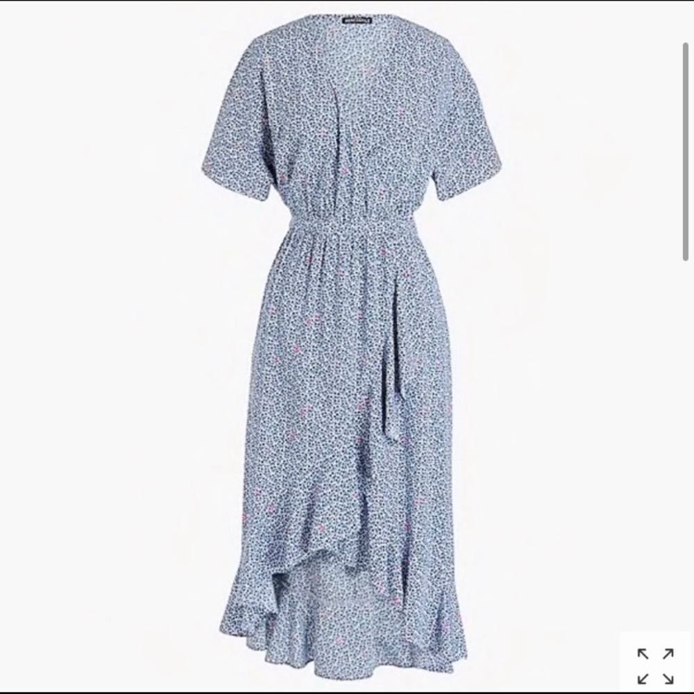 J. Crew Blue Floral Faux Wrap High Low Dress XL